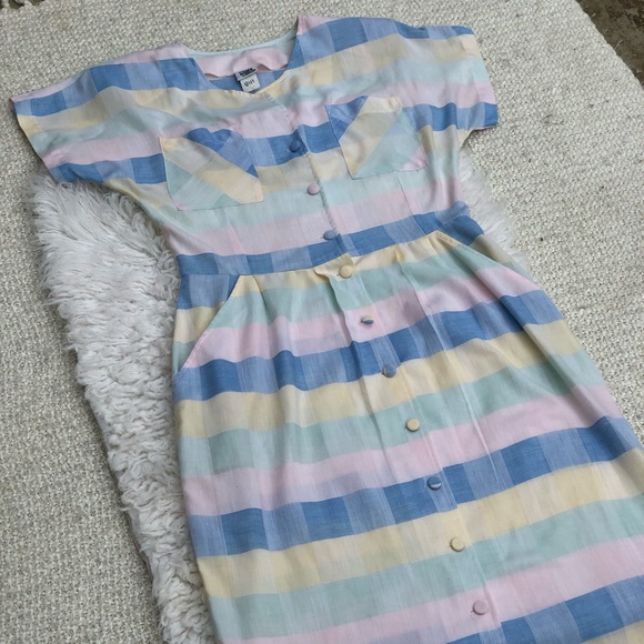 Vintage Dresses & Skirts - MissOops California Vintage Pastel Dress w/pockets